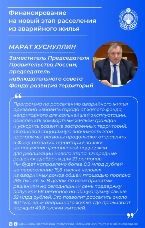 Калмыкия стала участником программы по расселению аварийного жилья в рамках национального проекта «Инфраструктура для жизни»