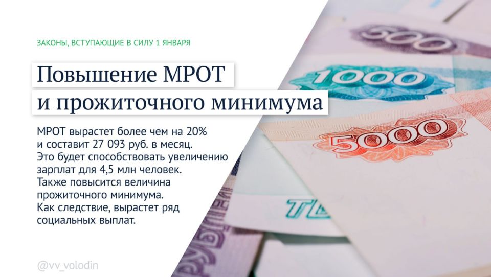 МРОТ повысили на 20%, а страховые пенсии проиндексировали на 7,6%