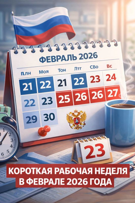 В феврале 2026 года россиян ждет короткая рабочая неделя