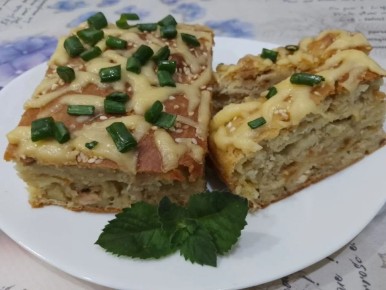 Необычный заливной пирог с мясом и сыром для гурманов