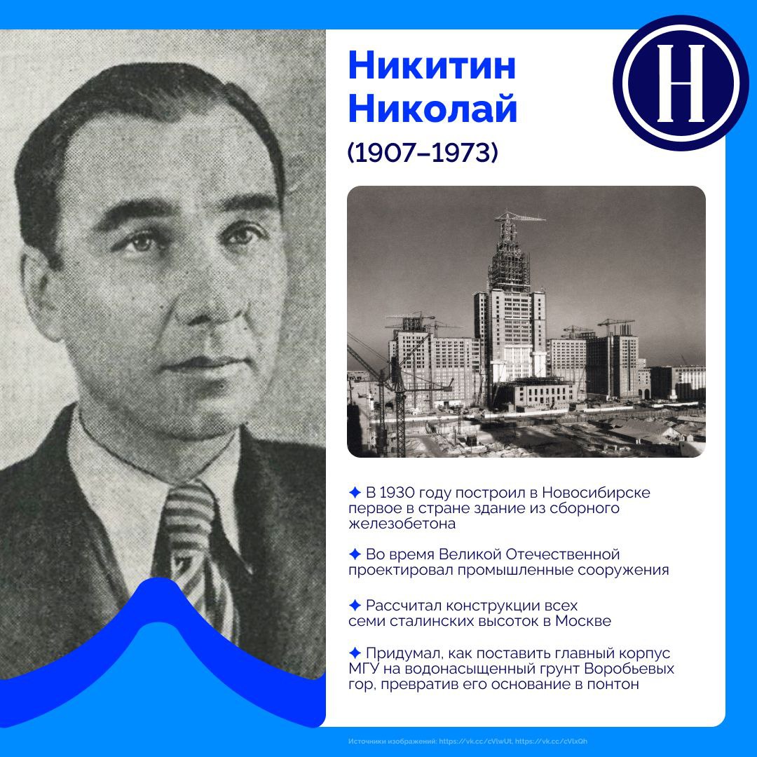 #НаучныйАлфавит. Буква — Никитин Николай Васильевич — тот, кто поднял камень выше облаков Выпускник Томского политеха и гениальный архитектор умел взглянуть на задачу под неожиданным углом