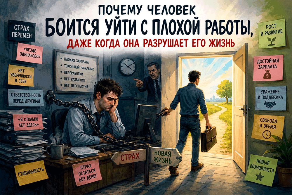 Почему люди годами держатся за нелюбимую работу — и как перестать бояться перемен
