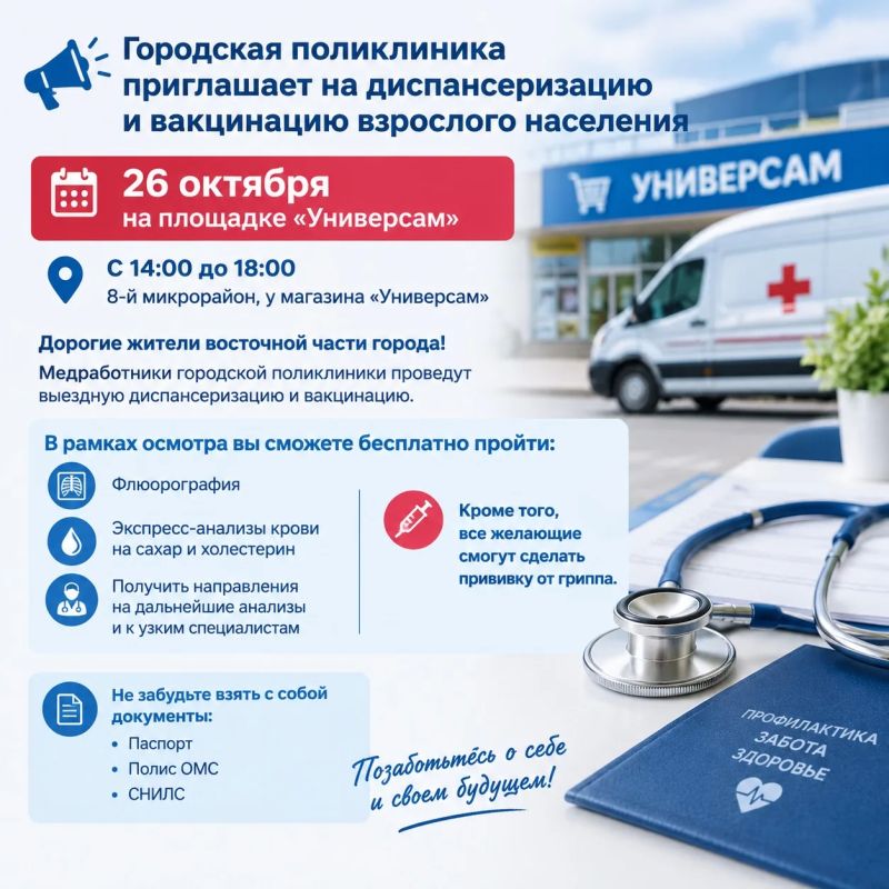 В Элисте организуют выездную диспансеризацию и вакцинацию от гриппа