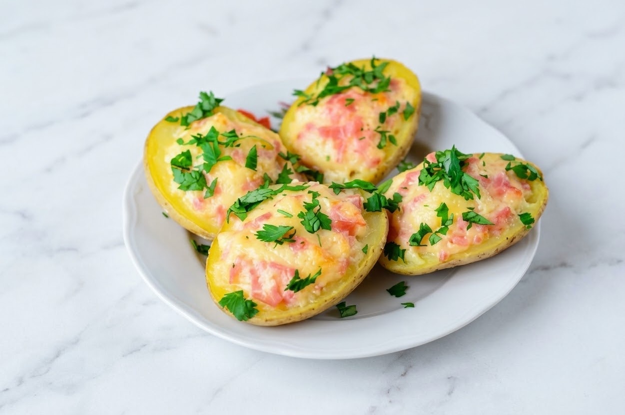 Картофельные лодочки с колбасой и сыром: простой ужин с румяной корочкой